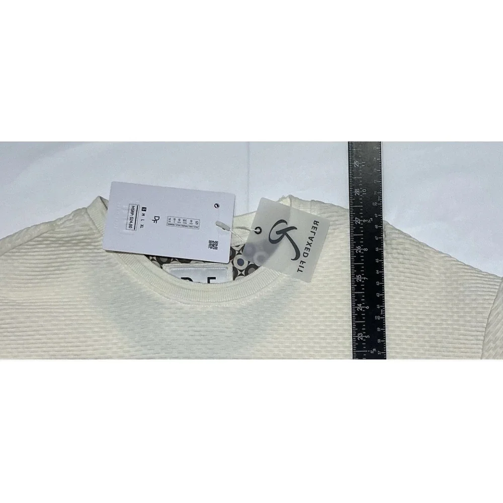 Denim & Flower Shirt Mens Small Cream NWT Relaxed Fit Textured - Picture 7 of 8